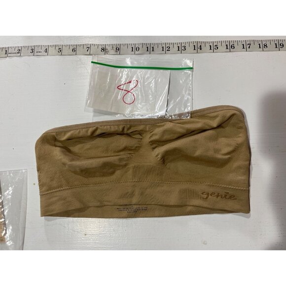 Genie Custom Tan Strapless Bandeau Bra XL Nylon/Spandex Seamless Stretch 68c - Picture 4 of 4